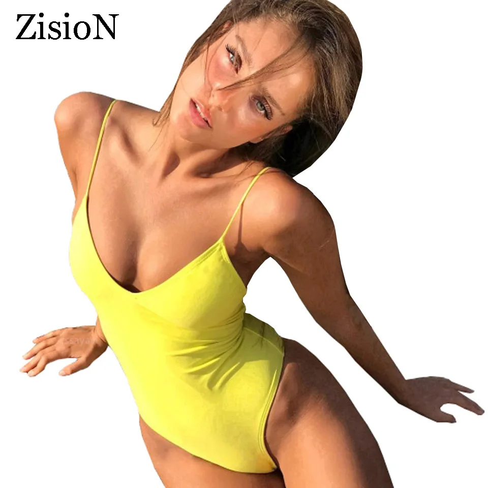 ZisioN классический сексуальный сдельный купальник женский с открытой спиной боди