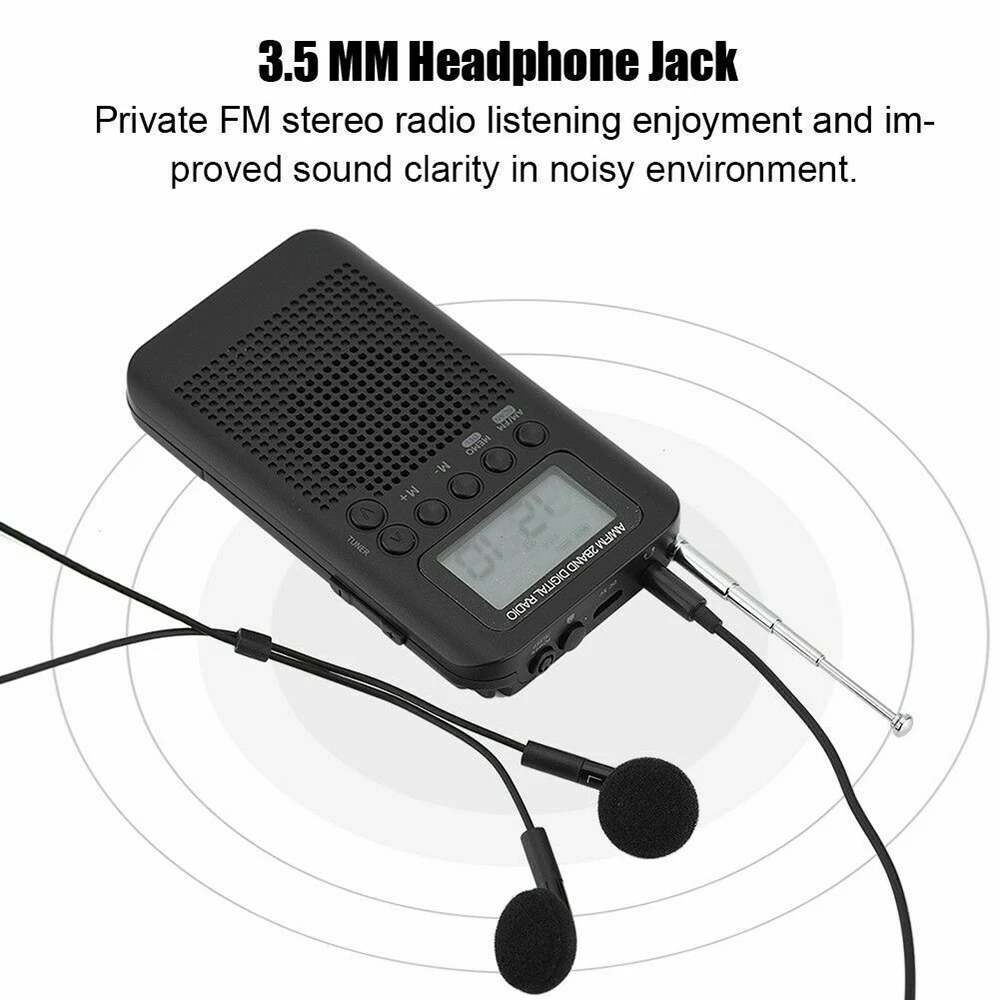 Мини Портативная карманная AM/FM двухсторонняя ЖК-телескопическая антенна