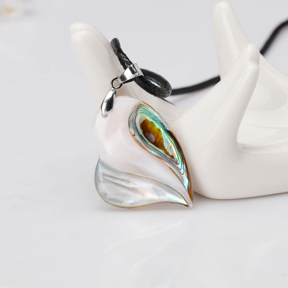Ajojewel, ожерелье в форме сердца из морской раковины, новинка, Женский черный кожаный канат, подходит ко всему, короткое ожерелье с подвеской в виде сердца, аксессуары s