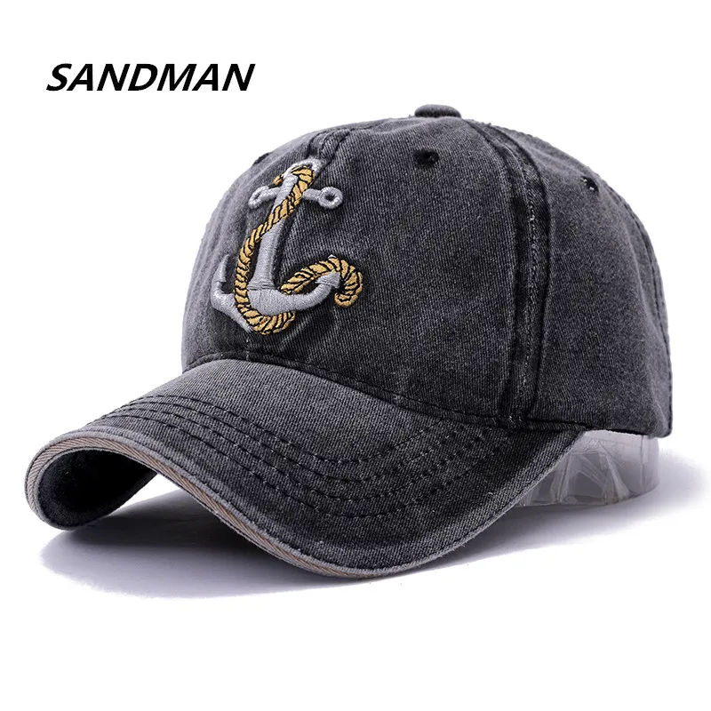 Бренд SANDMAN темно-синяя хлопковая бейсболка с эффектом потертости шапка для