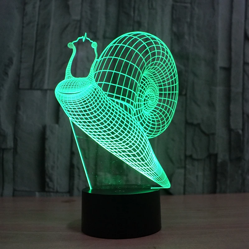Мультяшные животные 3D улитки красочные ночные 7 меняющихся цветов для детской