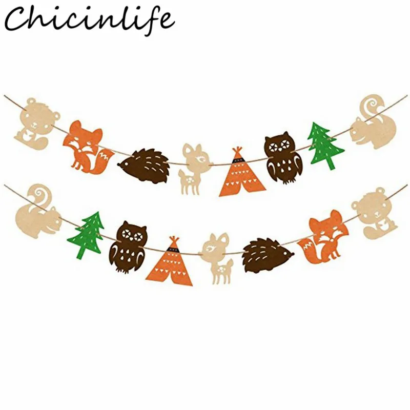 

Chicinlife 1Set Woodland Animal Banner Happy Birthday Party Decor Baby Shower Forest Fox Garland Jungle Jungle Safari Supplies