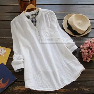 Женская блузка с коротким рукавом Clobee льняная рубашка из хлопчатобумажной пряжи