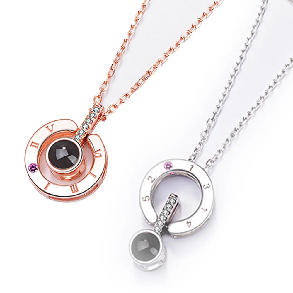 Романтическая S925 серебряная подвеска Lover's Light I Love You круглая ожерелье пара