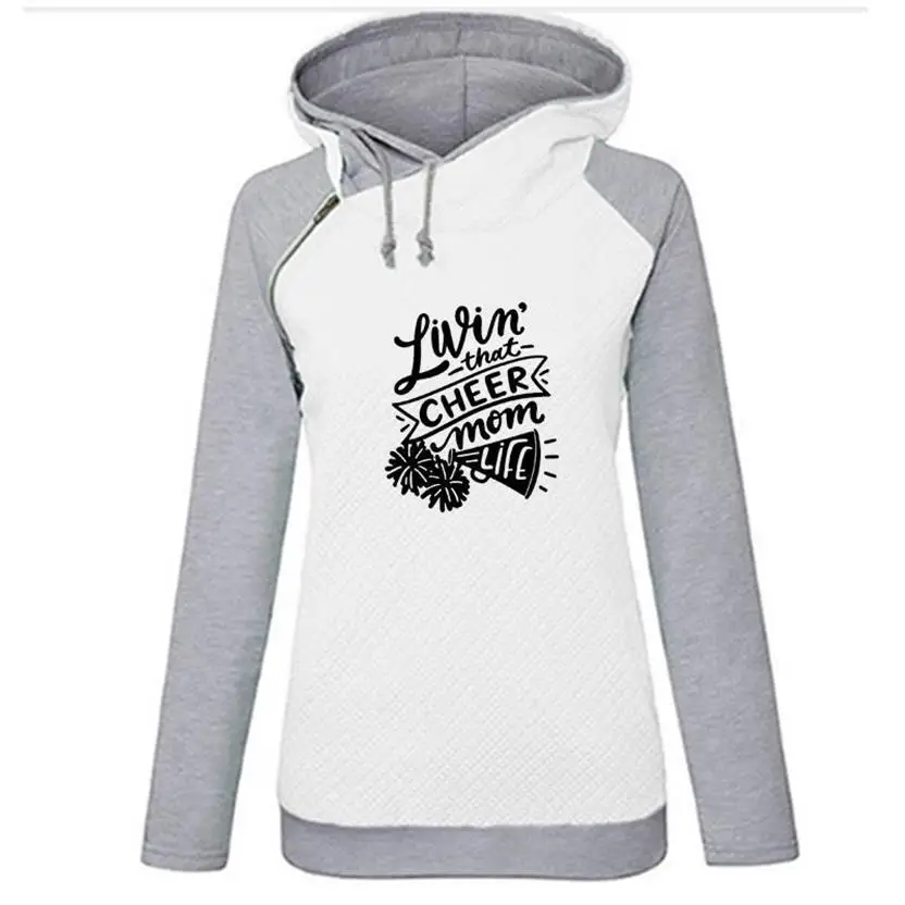 

That Cheer Mom Life Letters Print Zipper Decoration Hoodies For Women Sweatshirt Femmes Sweatshirts Kawaii Hoodies Cute