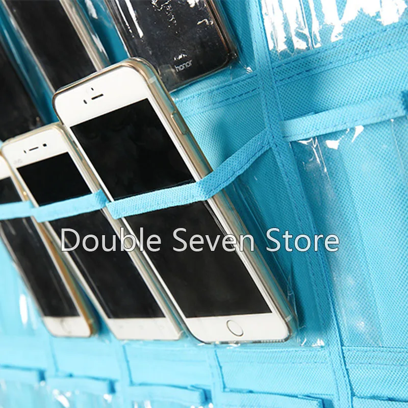 transparent mobile phone management storage bag office meeting finishing grid multi cell phone wall hanger hook shop display free global shipping