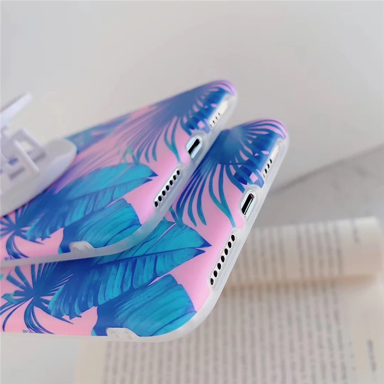 Модный розовый чехол для телефона с изображением листьев леса iphone XS Max XR X 6 7 8 Plus