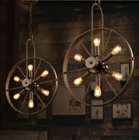 loft chandelier industrial wind wheel lamp creative cafe restaurant personality retro american country iron chandeliers