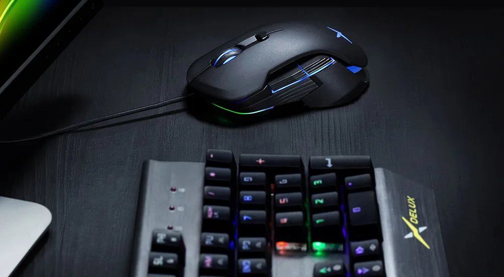 DELUX T9X Проводная игровая клавиатура с RGB подсветкой M627S Проводная игровая мышь RGB dpi 5000 геймерская игровая мышь для ПК комбинации клавиш