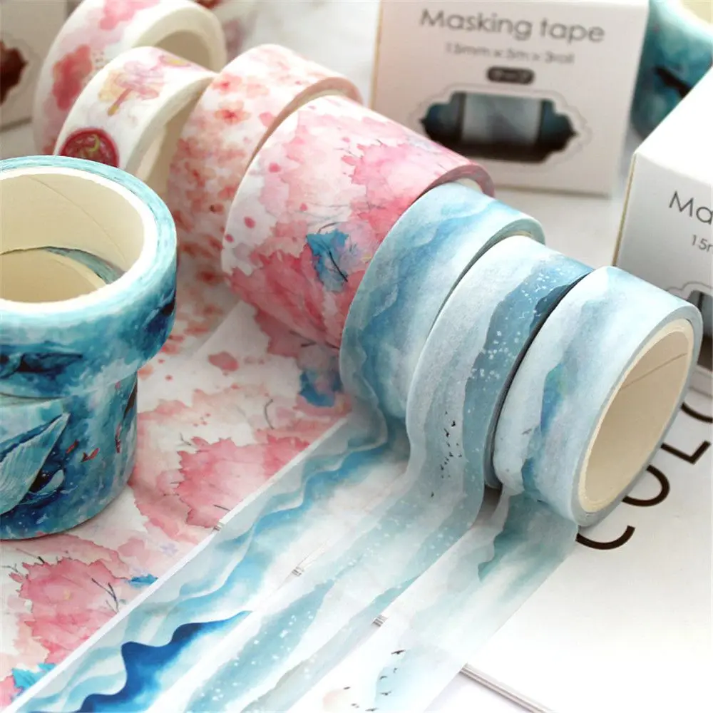 

3 Rolls/lot Ocean Series Washi Tapes Set Kawaii Stationery Self Adhesive Masking Tapes Scrapbooking Notebook Journal Decorations