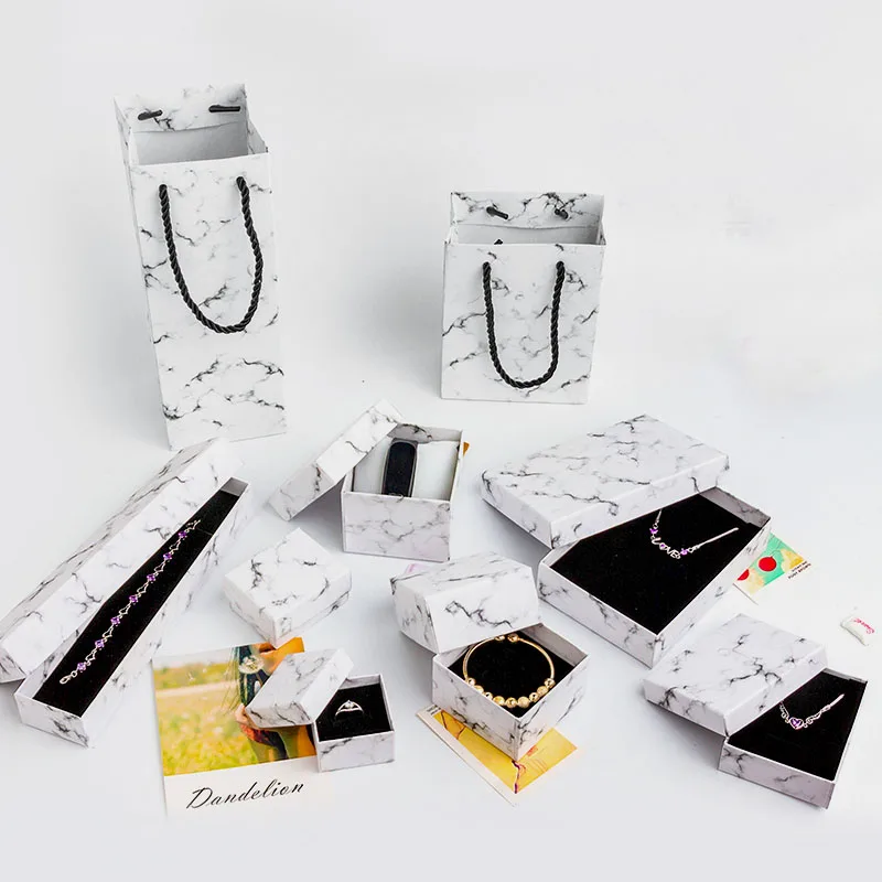 

Jewelry Packaging Box Marble paper Ring Earring Necklaces Box Jewelry Set Watch Packaging boxes Storage Boxes For Gifts Jeqwelry