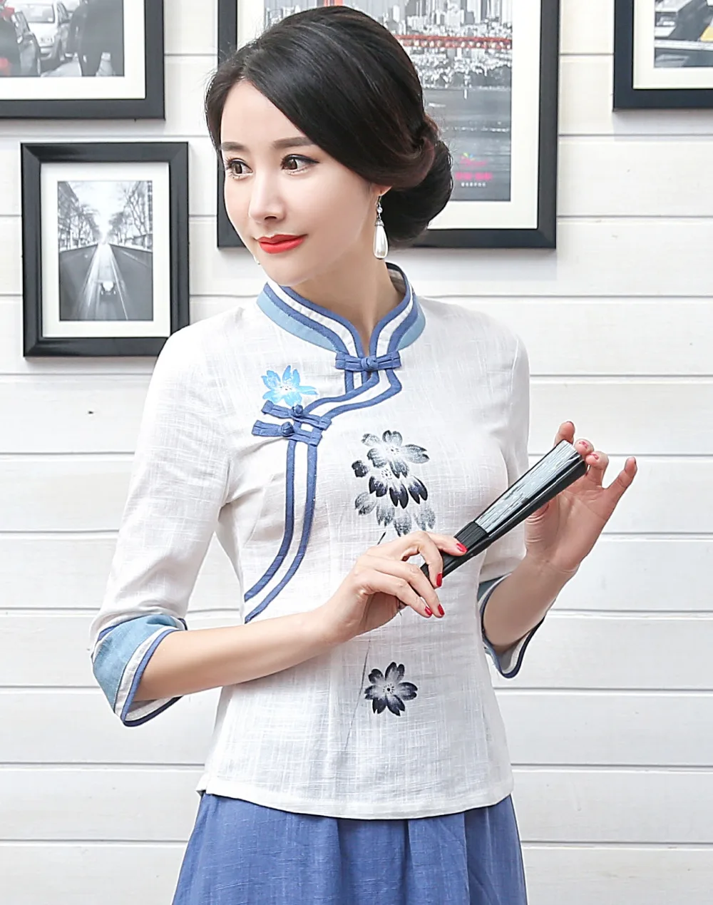 Шанхай история новая распродажа Чонсам с коротким рукавом Топ Традиционный