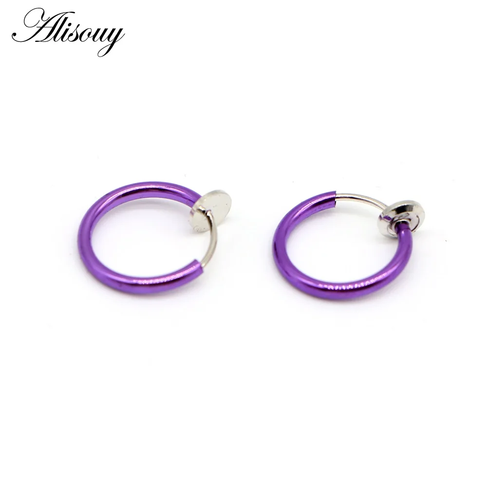 Style 13 Violet Alisouy, 2 шт, медицинская ноздри, титановые многоцветные кольца для носа, клипса на носу, кольцо для тела, поддельные пирсинг для женщин и мужчин, ювелирные изделия для тела - Окраска металла: Style 13 Violet