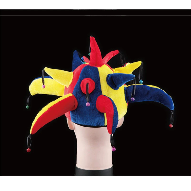 Многоцветный суда шляпа шута Смешной клоун Хэллоуин Косплэй Кепки костюм на