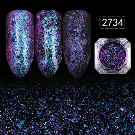 Color 2734 1 коробка сверкающих ногтей Chamelone блеск порошки маникюр Дизайн ногтей звездное небо блестит Маникюр Nial художественное украшение для гель-лака - Цвет: Color 2734