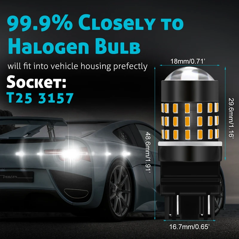 TUINCYN 2 шт. T25 3157 Светодиодная лампа P27/7 Вт 3014SMD автоматические светодиоды стоп