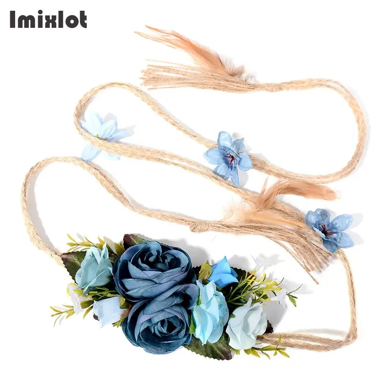 Ремень в богемном стиле с искусственными цветами для женщин и девушек длинный