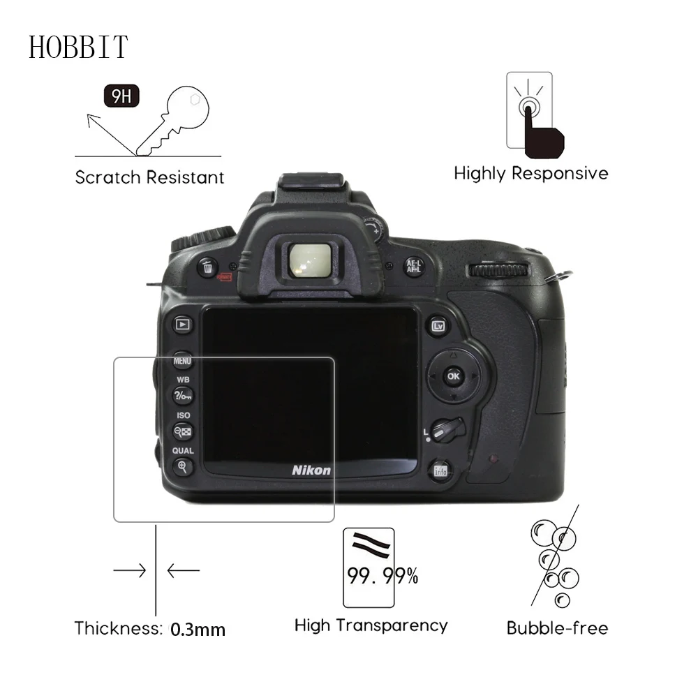 2 упаковки для Nikon D90 D7000 0 3 мм 2.5D 9H прозрачное закаленное стекло Защита экрана