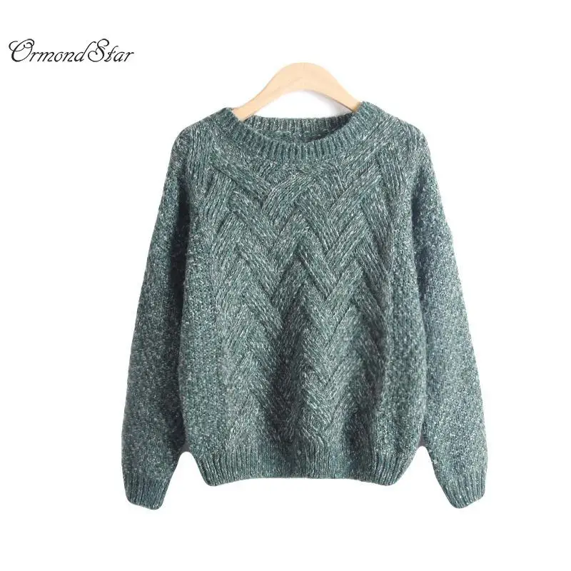 Puxar Femme 2018 Outono Inverno Mulheres Camisolas E Pul&ampocircveres Coreano Xadrez Grosso Knit Mohair Camisola Solta Jumper | Женская
