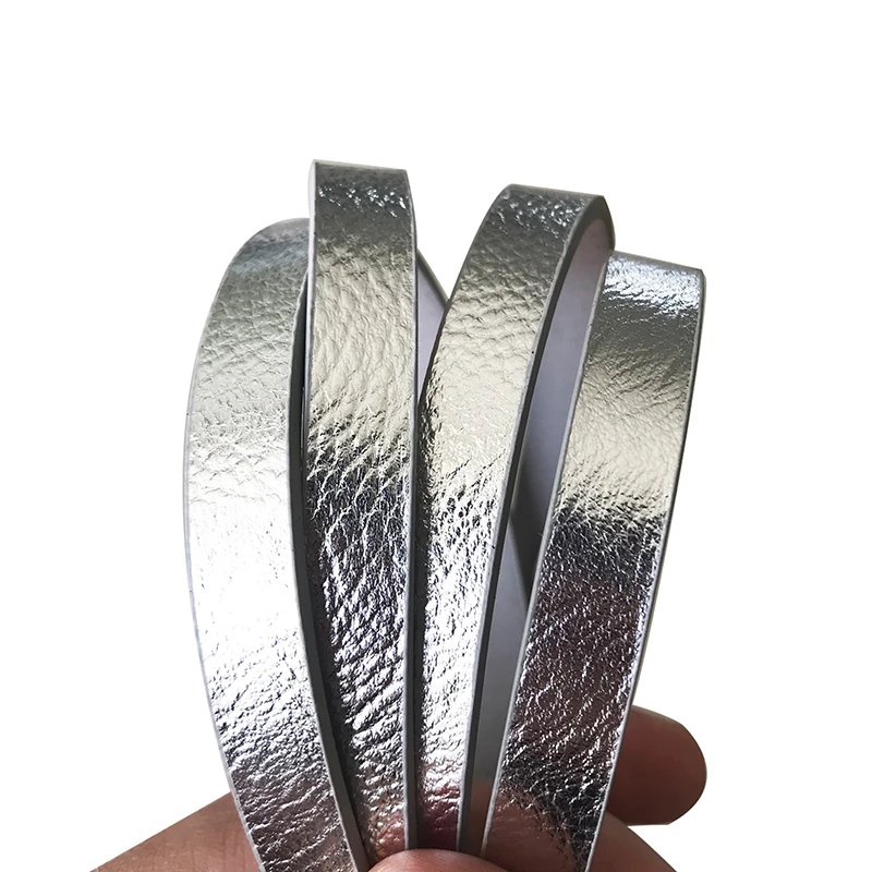 Silver XCHARMS 10 мм плоский из искусственной кожи шнур и Веревка Diy ювелирных изделий Аксессуары, модные украшения изготовление браслетов материалы - Цвет: Silver