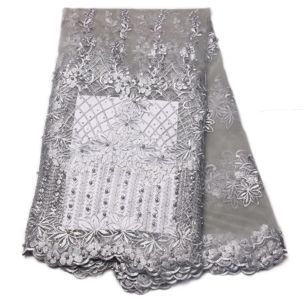High Quality African Lace Fabric 2017 Latest 3d Flower Nigerian Guipure With Beaded+Beads MJKY2743a | Дом и сад