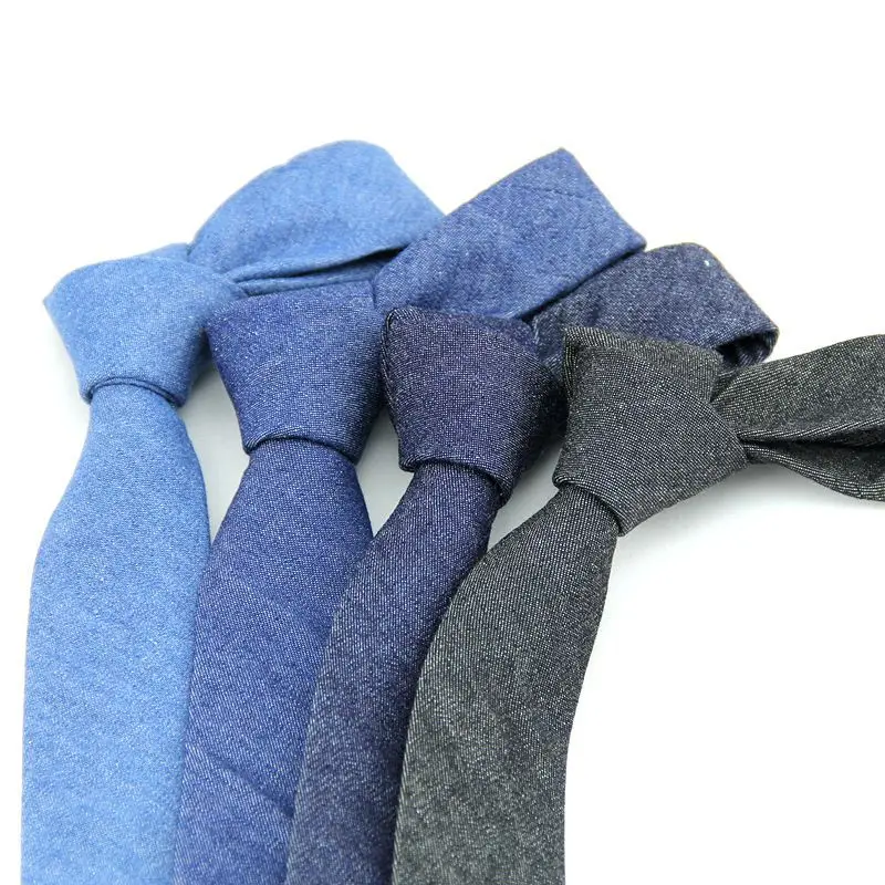 

VEEKTIE 2018 New Fashion Necktie For Men 6cm Width ties Cowboy Style Jeans Solid Color Student Cusual Ties Cravat Corbata
