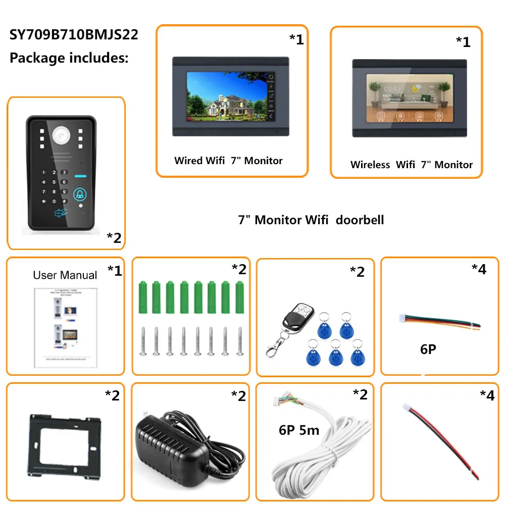 Yobang безопасность WIFI беспроводной (проводной) RFID пароль 7 дюймов ЖК-дисплей