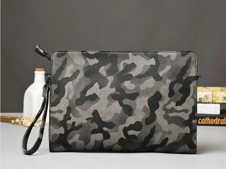 Мужская камуфляжная Сумка конверт из ПУ кожи унисекс|leather clutch for men|leather gloves fur