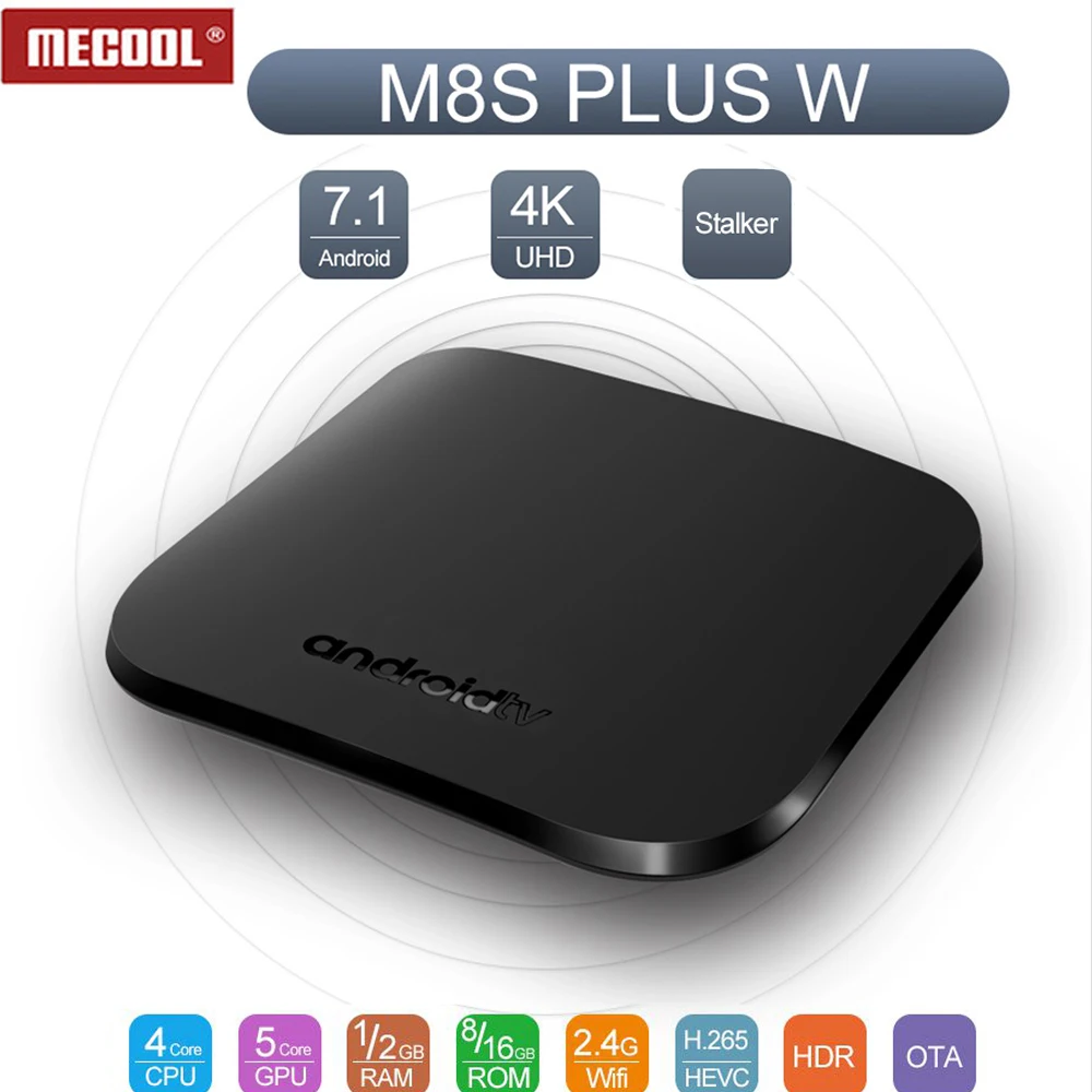 MECOOL M8S Plus W Android 7,1 Смарт ТВ приставка Amlogic 905 Вт 2,4G WiFi 1G/2G 8G/16G IP ТВ приставка Ultra HD приставка 4K медиаплеер