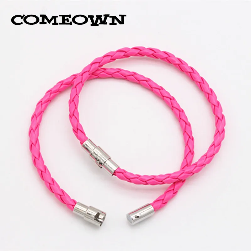 COMEOWN 10 шт 4 мм черный/красный ПУ плетеный кожаный шнур/ожерелье с магнитной