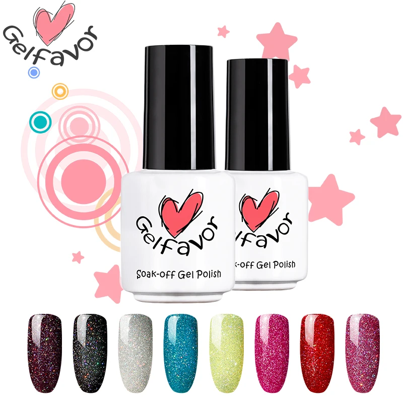 Gelfavor Неон Радуга Shimmer УФ светодио дный лампы гель лак для ногтей Nail Art Гель Long
