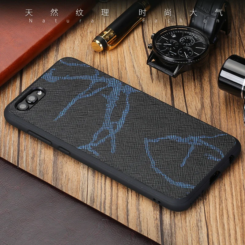 Роскошная натуральная кожа чехол для телефона для Huawei Honor V10 9 V9 P10 Коврики 10 9 Pro Nova 2 s 2 плюс задняя крышка линии текстуры Soft shell