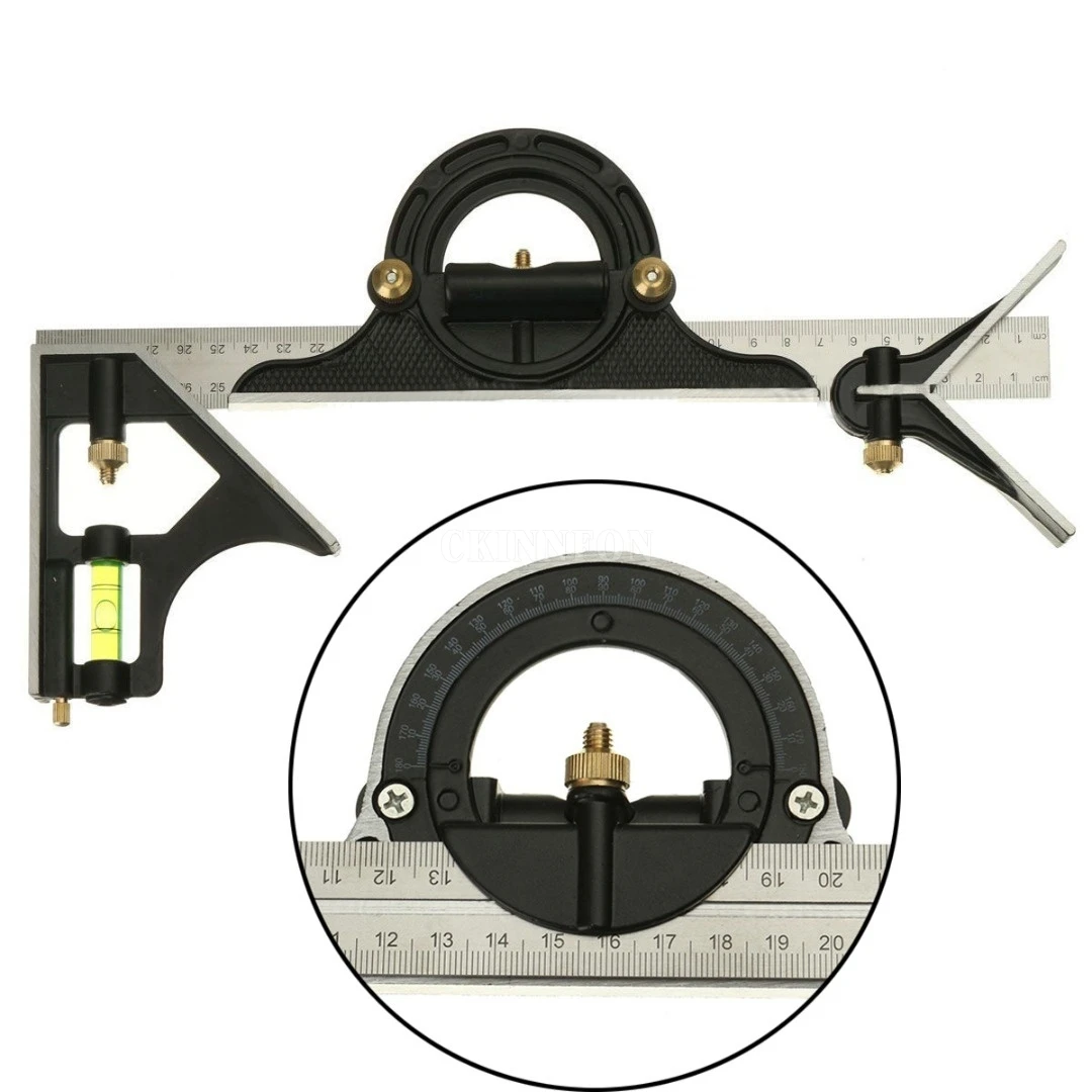 

10Set 12 Inch Combination Measuring Angle Ruler Tool Tri- Square Ruler Steel Machinist