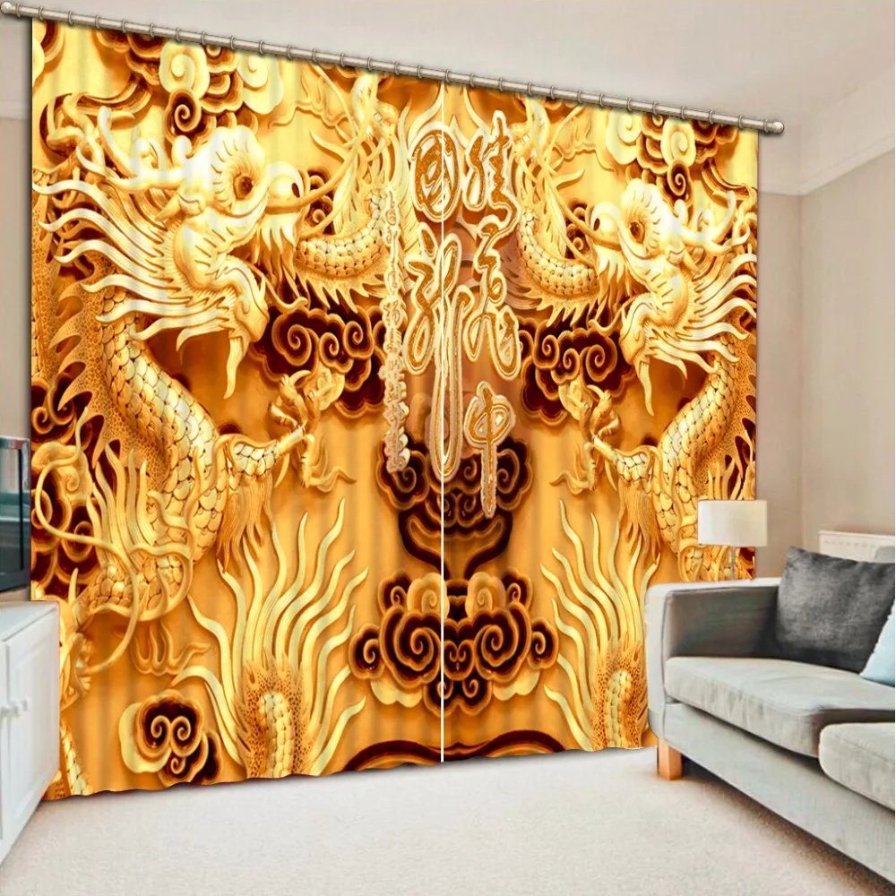 Белые занавески 3d на заказ для гостиной роскошные тисненые драконы затемняющие