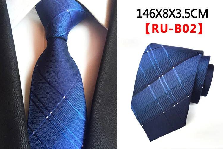 RU-B02 Шелковый жаккардовый 8 см Модный клетчатый галстук костюм деловой галстук - Цвет: RU-B02