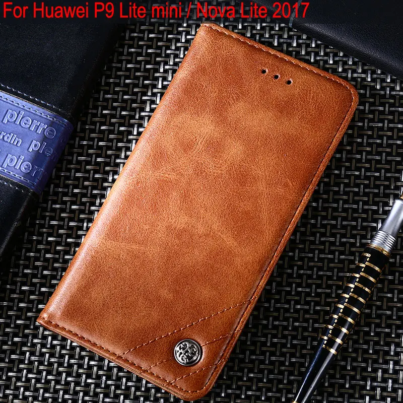 

Для huawei p9 lite мини-Чехол, Роскошный кожаный флип-чехол с подставкой и отделением для карт, чехол s для huawei nova lite 2017, чехол без магнита
