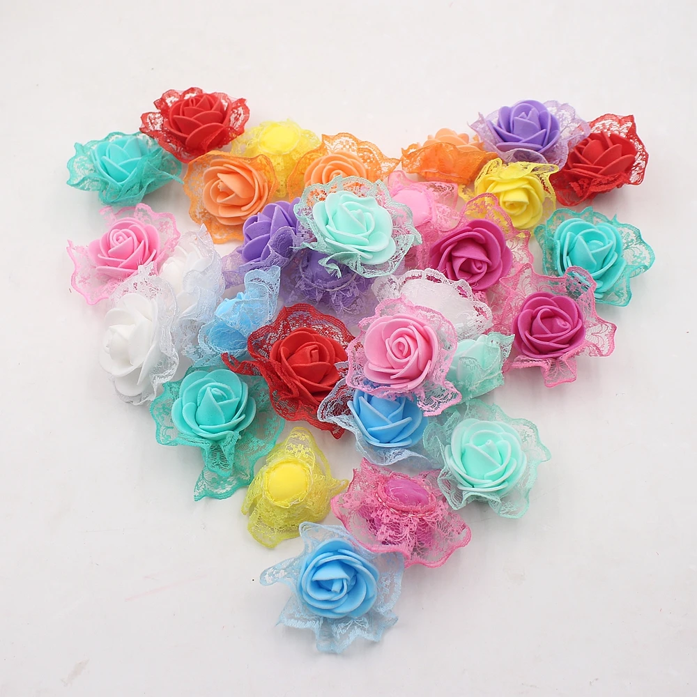 20 шт./лот ПЭ пена кружева Искусственный цветок Роза голова свадебное украшение DIY