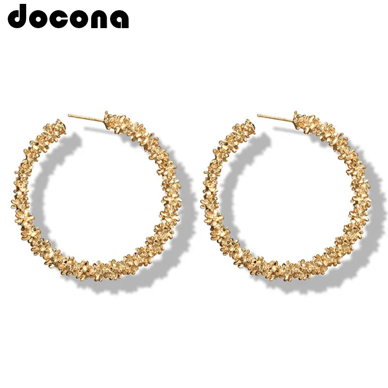 Docona панк золотые серьги подвески для женщин Металлические абстрактные