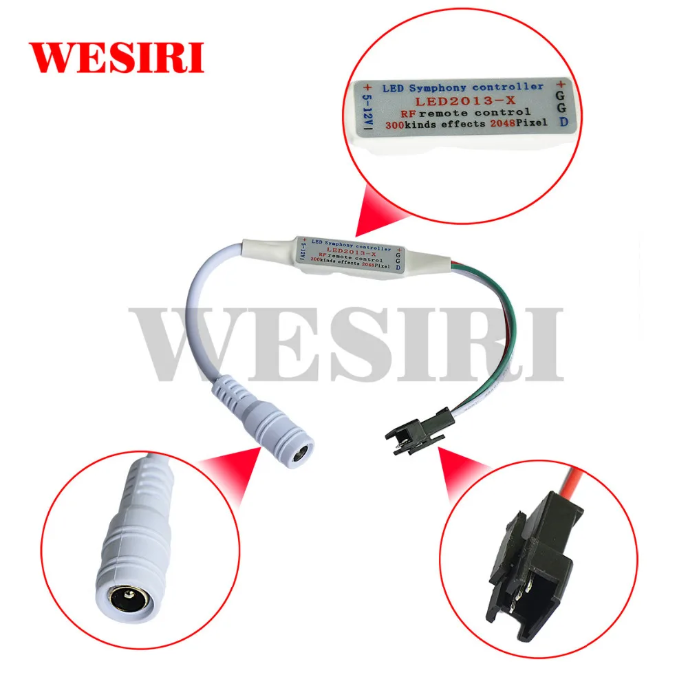 Wesiri DC5V-12V 14Key мини-РЧ Беспроводной пульт дистанционного управления светодиодный контроллер для WS2812B WS2811 SK6812 Светодиодные ленты 2048 Пиксели 300 виды изменений