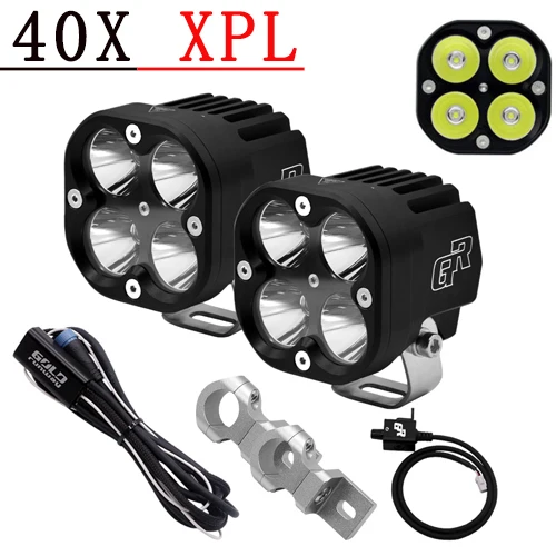 25mm clamp B 2 шт. 40 Вт мотоциклетный головной светильник 4200LM rbike U3/XPL светодиодный мото-светильник для вождения противотуманной фары с монтажными зажимами жгут проводов - Цвет: 25mm clamp B