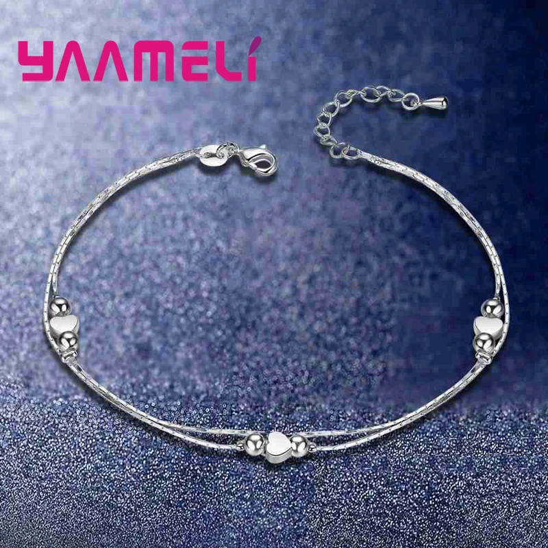 Браслет на ногу из серебра 925 пробы в форме сердца для женщин и девушек | Украшения