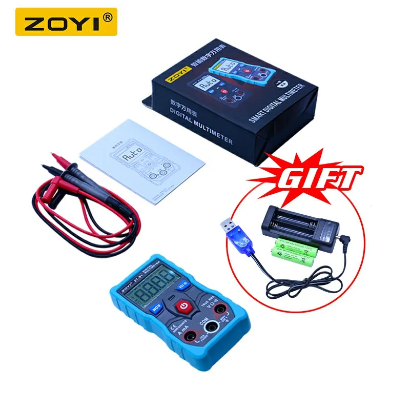 Color box ZOYI ZT-S1 цифровой вольтметр Амперметр мультиметр True rms automotriz Mmultimetro ohmmet с держателем данных фонарик+ комплект батарей - Цвет: Color box