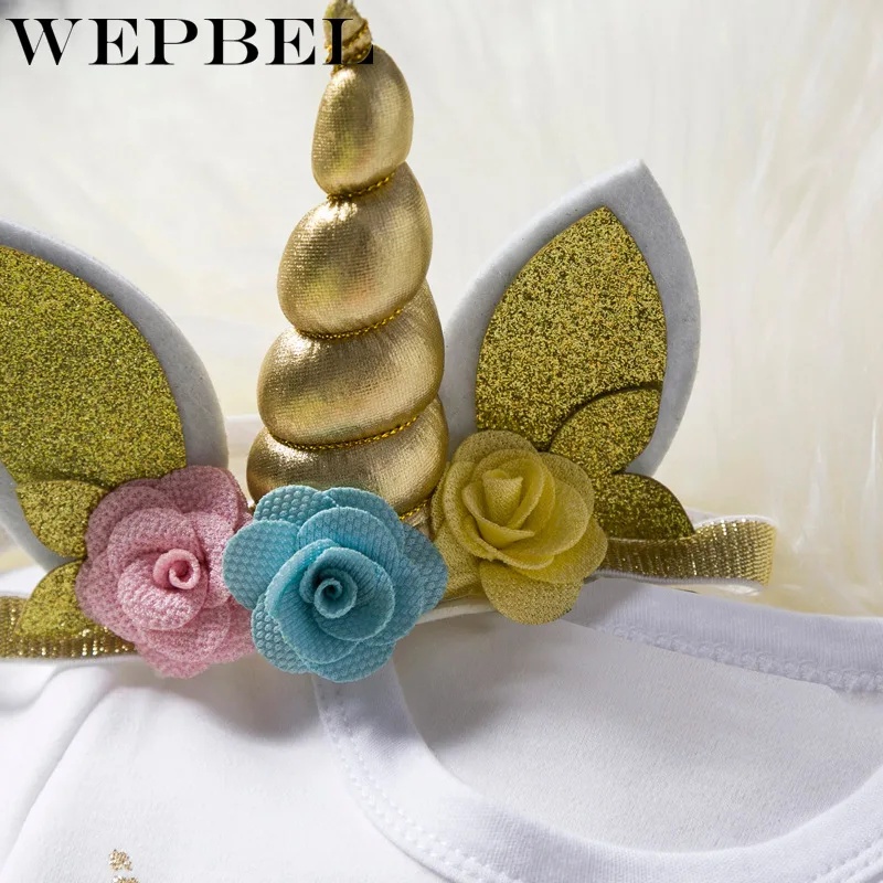 WEPBEL/лето 2019 милая фиолетовая одежда с изображением единорога для маленьких