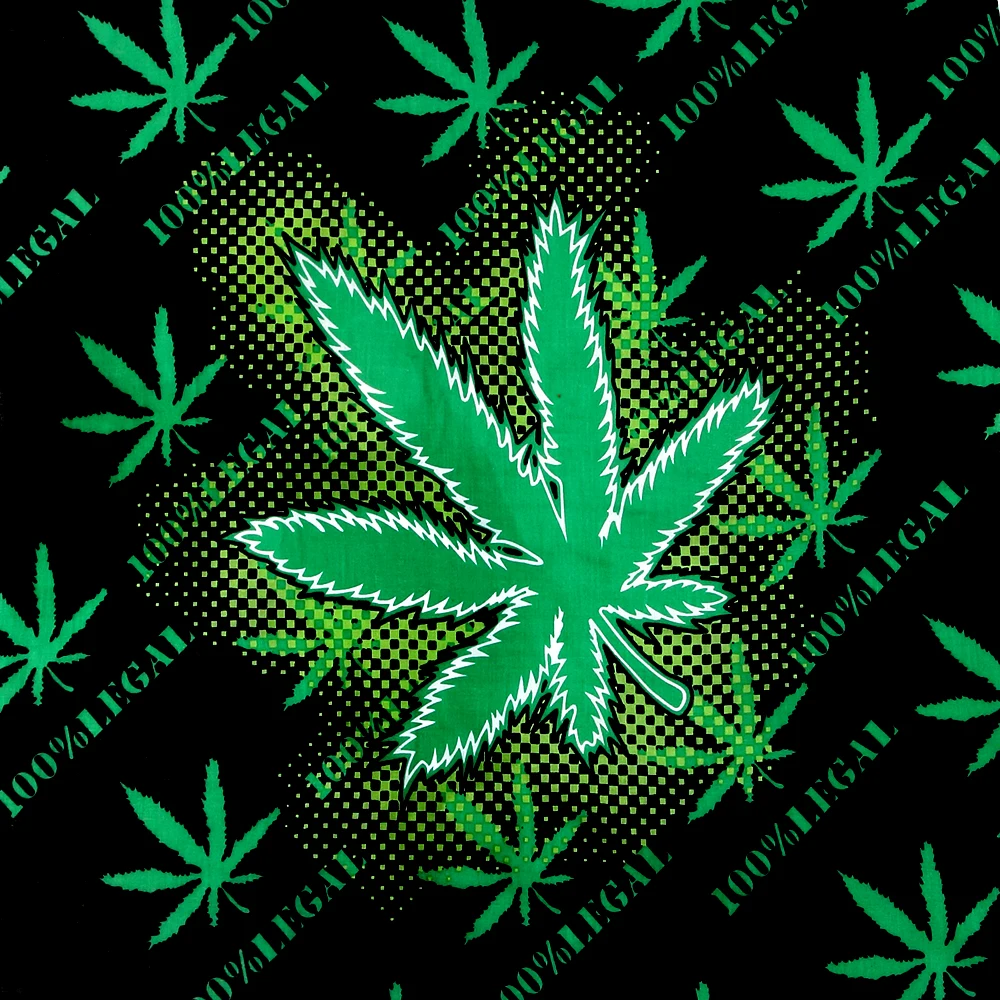 

2018 New Fashion Punk Black Green Weed Leaf Bandanas For Womens Mens