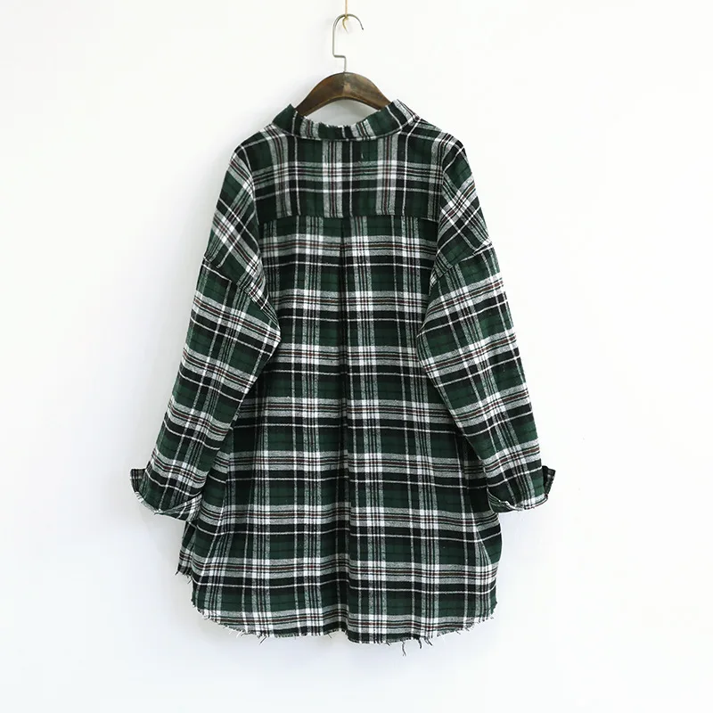 Рубашка женская в клетку с длинным рукавом большие размеры LZ303 1142|blouses plus|korean