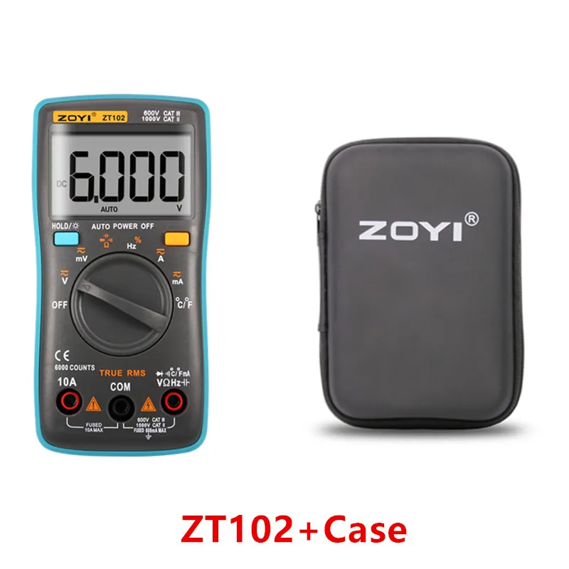 ZT101 ZT102 ZT102A Цифровой мультиметр DC AC Напряжение Ток Сопротивление диод емкость температура тестер Цифровой мультиметр - Цвет: ZT102 and Case