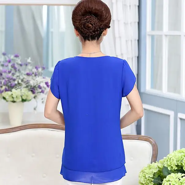 Женская шифоновая блузка с коротким рукавом свободная Свободная лепестками