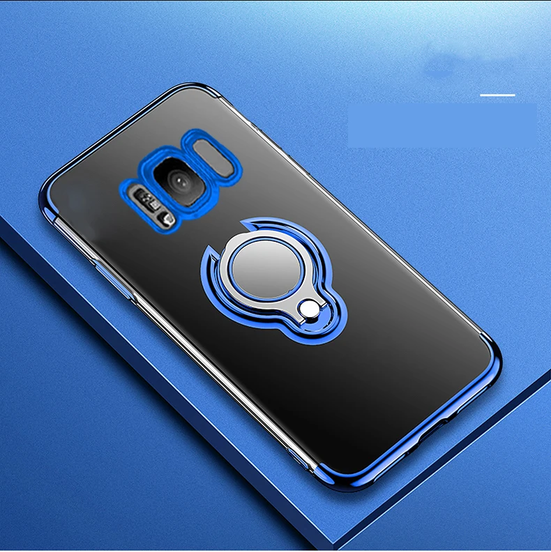 Elecplating Soft Case for Samsung Galaxy Note 10 5G 9 S10 S9 S8 Plus J6 J4 J3 2018 J5 Prime A6 Invisible Finger Ring Cover |