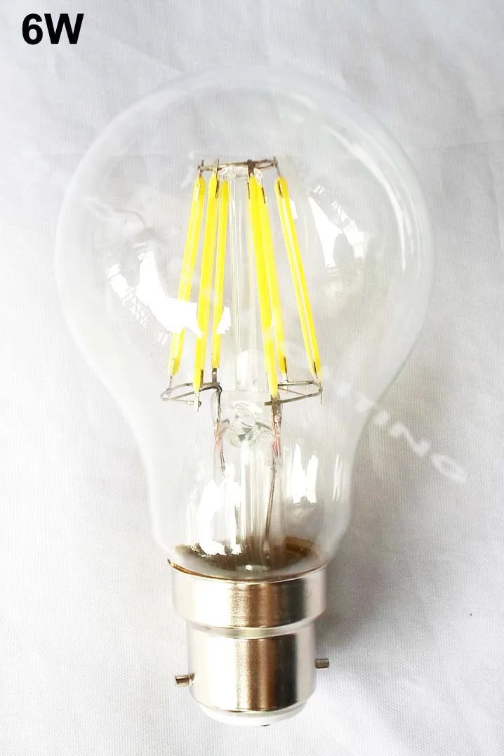 Высокое качество 1 шт 6 Вт или 8 светодиодные лампы накаливания B22 прозрачное