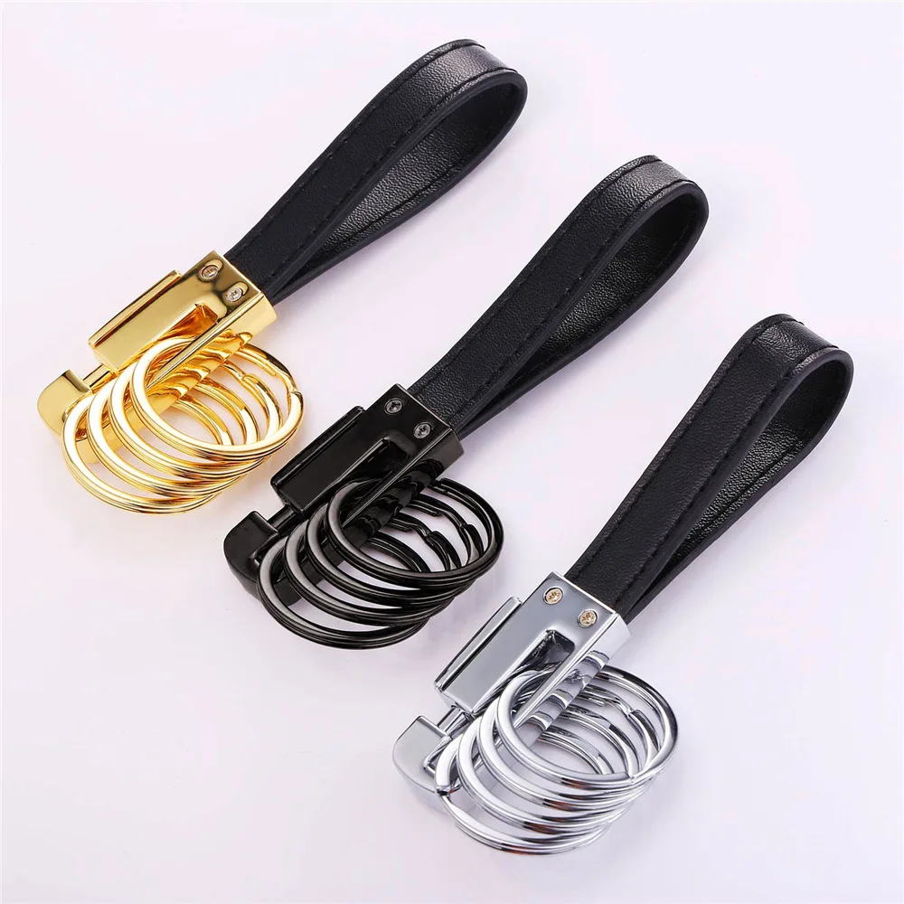 Мужские брелоки из натуральной кожи с многослойными кольцами для автомобильных